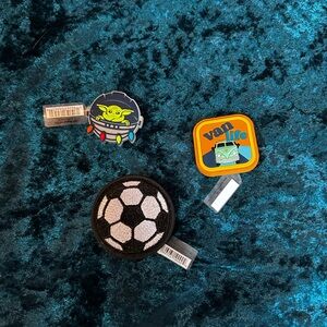 Lot of Crocs Brand Jibbitz - Soccer Jibbitz, Van Life Jibbitz, Baby Yoda Jibbitz